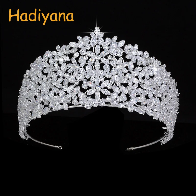 Crown Hadiyana Lovely Flower Shape Design For Ladies Sparkling Bridal Jewelry Crowns Bc4465 Full Zircone Corona Princess