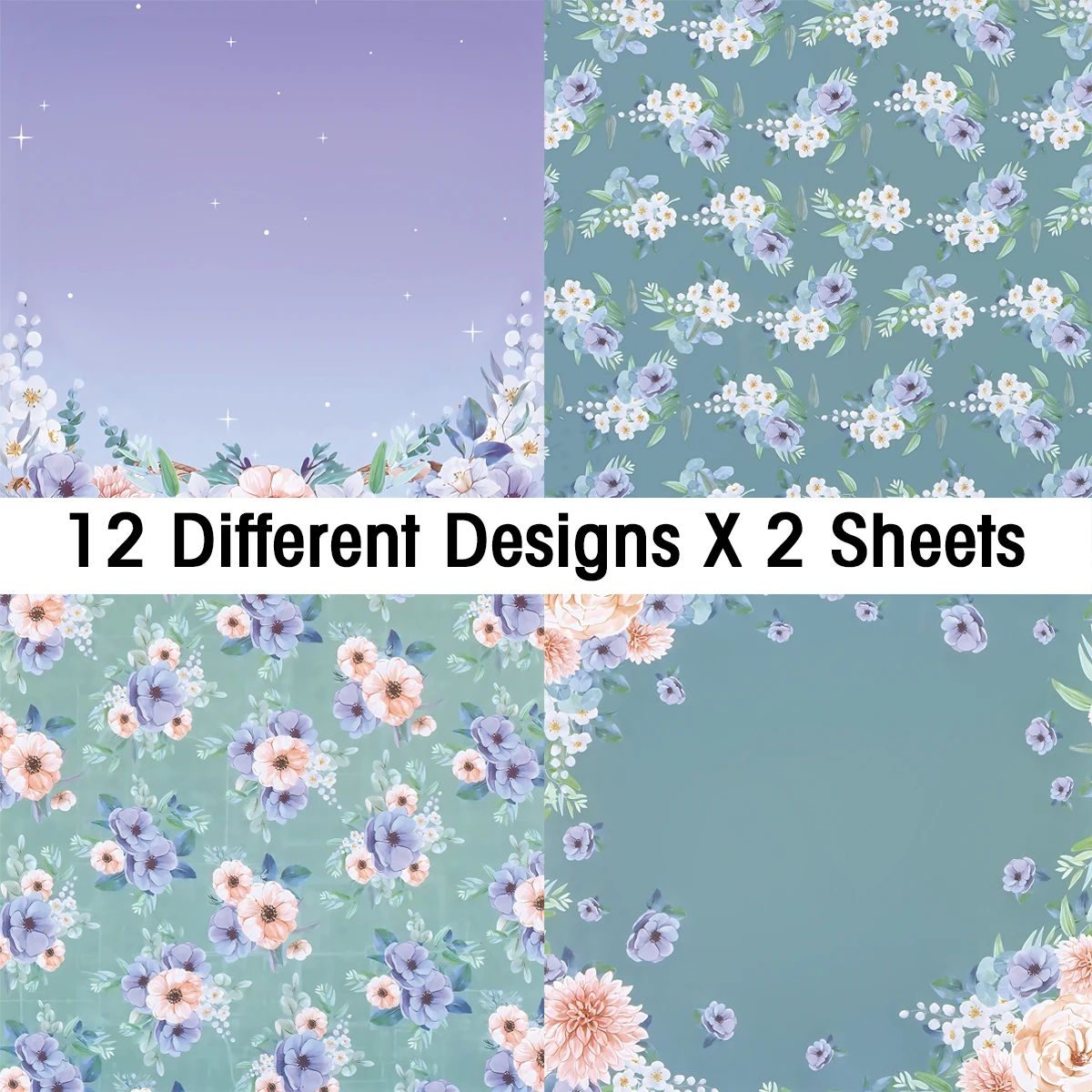 24 Sheets Colored Floral Pattern Scrapbook Paper，journaling Supplies Cardstock Backgrounds Album Card For Diy Art Craft Decor - 6