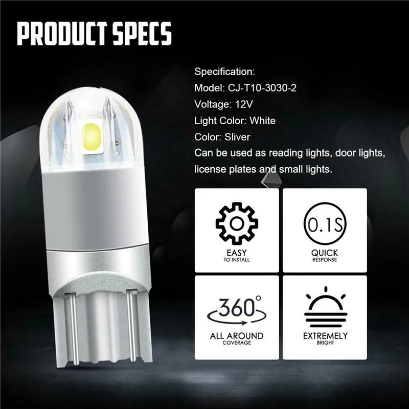 Canbus T10 168 194 W5W Dome License Side Marker LED Light Bulb 10Pcs 6000K led light bulb