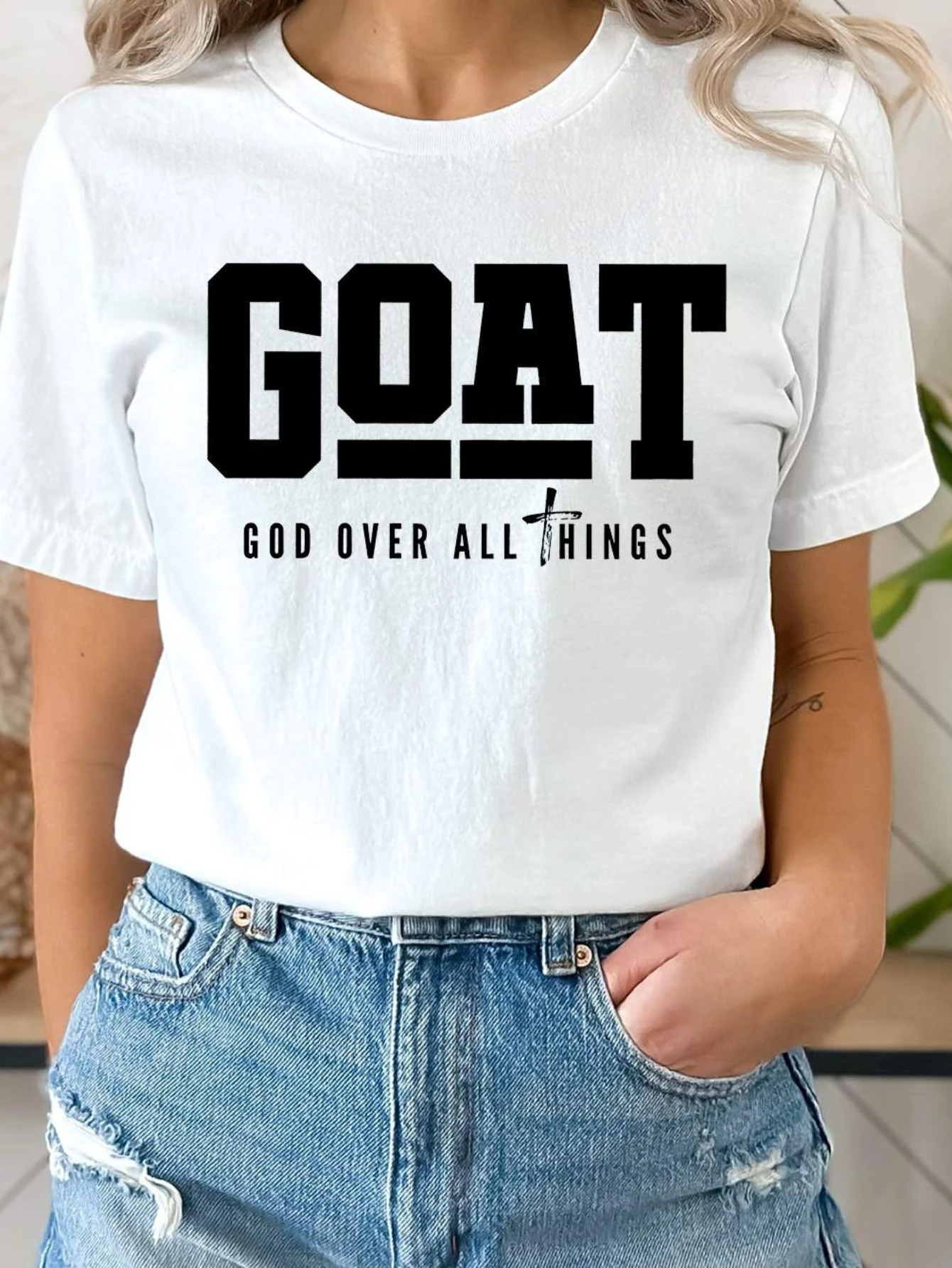 

Colorful Letter Print Crew Neck T-shirt, Casual Short Sleeve Top For Spring & Summer, Women's Clothing