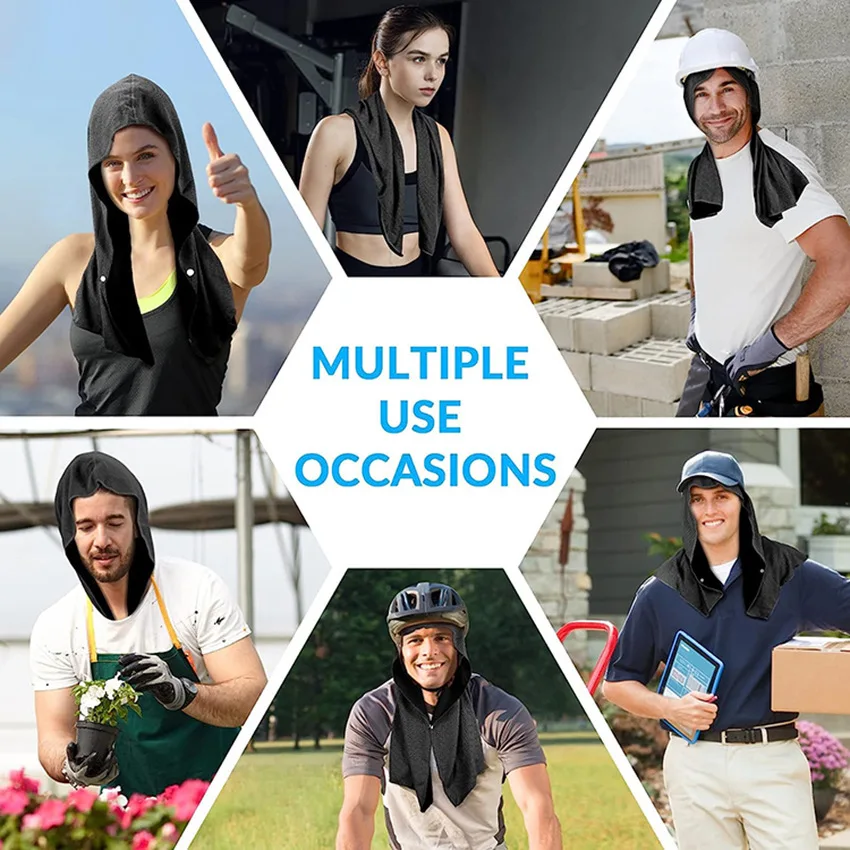 Cooling Hoodie Towel Beach Camping Gym Building Sweat Absorption Sun Protection Quick Drying Sports Cooling Towel Headband