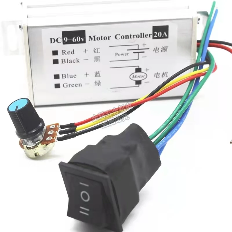 PWM pulse width DC motor 775 motor governor 20A forward and reverse stepless variable speed controller metal shell 12v 24v dc gear motor single dual shaft high torque 200kg reduce speed 1 5rpm 440rpm pwm controller forward reverse 5882 50zy