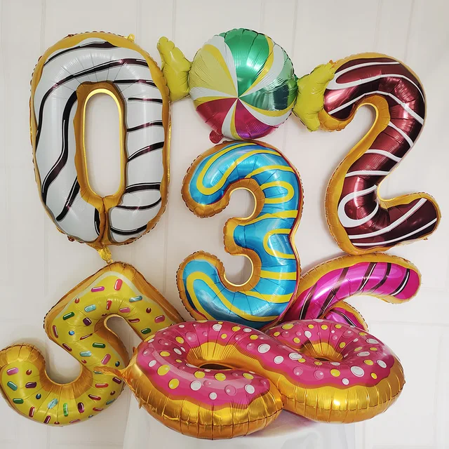 Donut Ice Cream 32inch Candy Number Foil Balloons: The Perfect Decor for Every Party