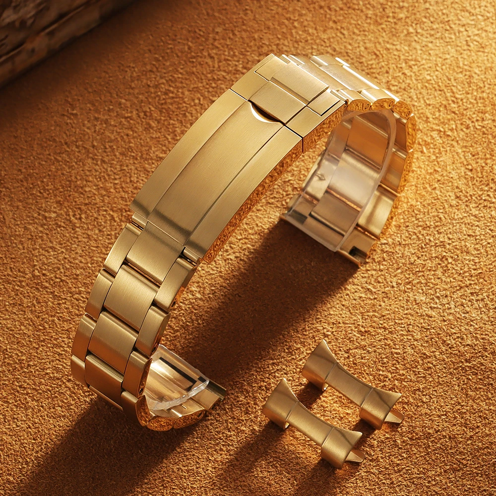 Curved End Stainless Steel Watch Band Bracelet