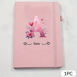Personalized Floral Alphabet Journal - Elegant Custom Notebook for Women and Special Occasions (Pink color)