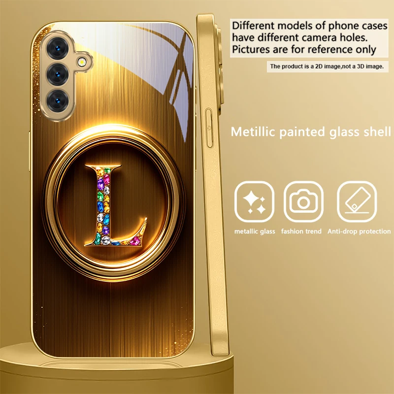 Elegant Golden Glass Phone Case with Ornate S Design
