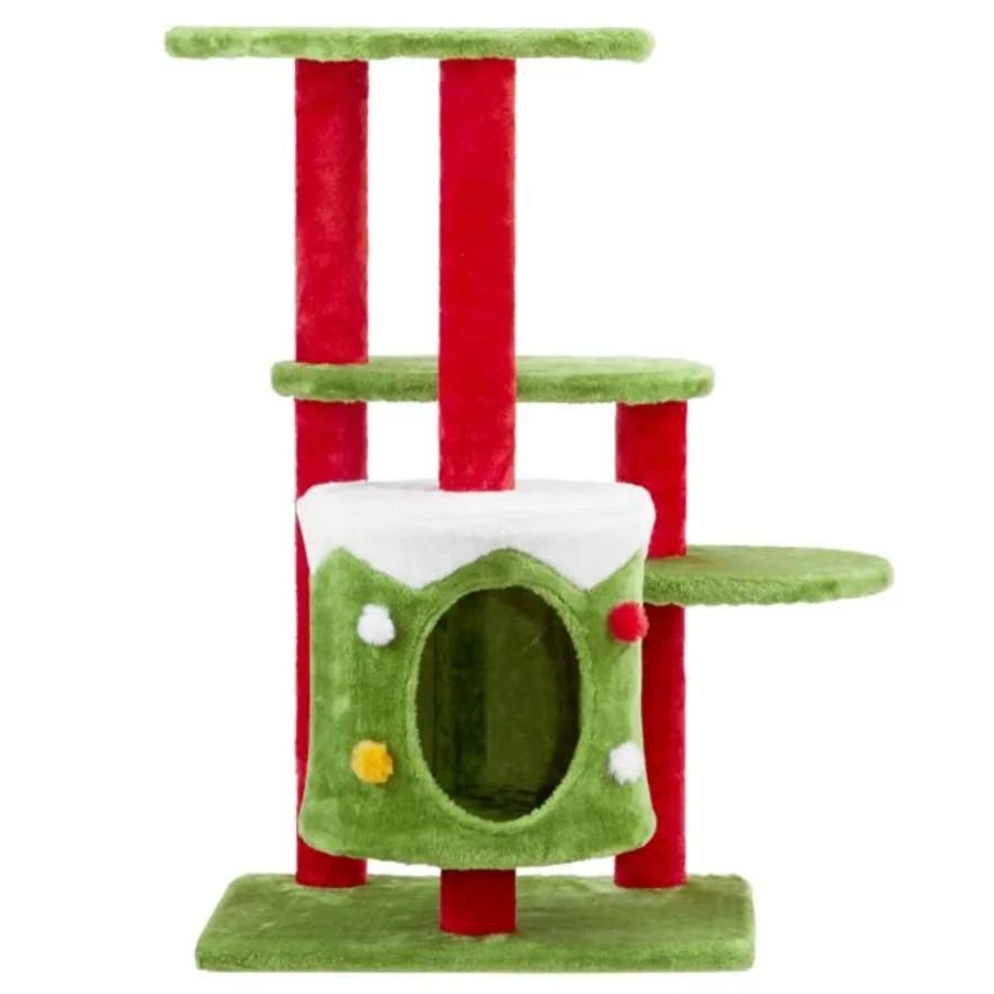 Christmas Themed 32in Cat Tower with Condo