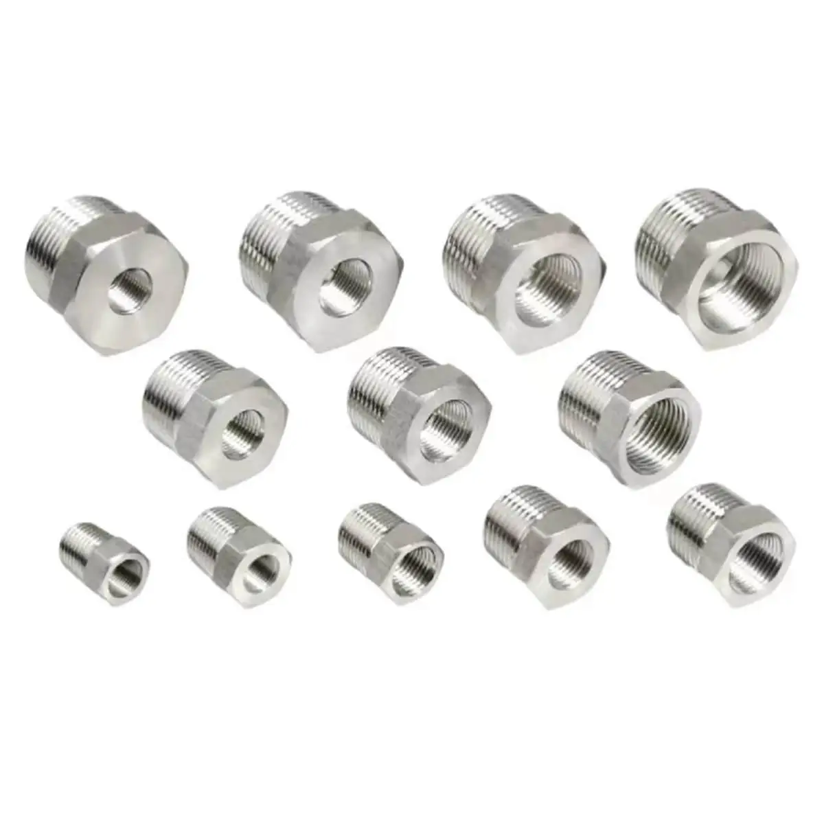 

200 Bar Reduce 1/8" 1/4" 3/8" 1/2" 3/4" 1" BSP Female-Male 304 Stainless Steel Hex Pipe Fitting Reducer High Pressure