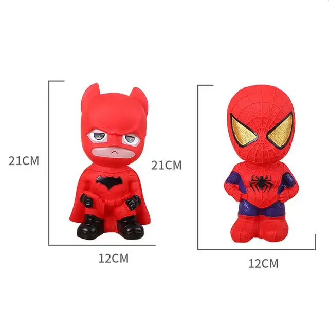 Super Heroes Kawaii Spiderman Money Box Cute Red Bat Coin Piggy Bank Model Saving Toy Room Ornament Boys Girls Children's Gifts 5