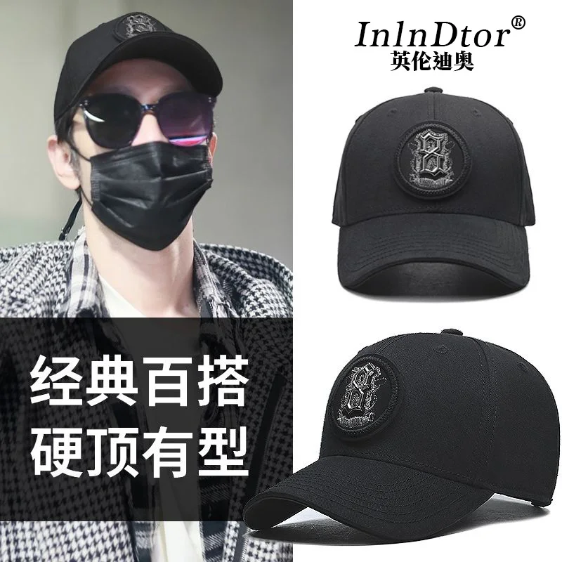 New Fall/Winter pure cotton black labeled duck cap, head girt, outdoor casual all-in-one hardtop baseball cap