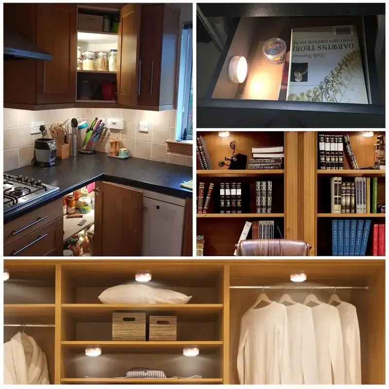 LED Puck Light Wireless Under Cabinet Lights with Remote Control Dimmable Battery Powered Night Lamp for Kitchen Closet Wardrobe - Image 6