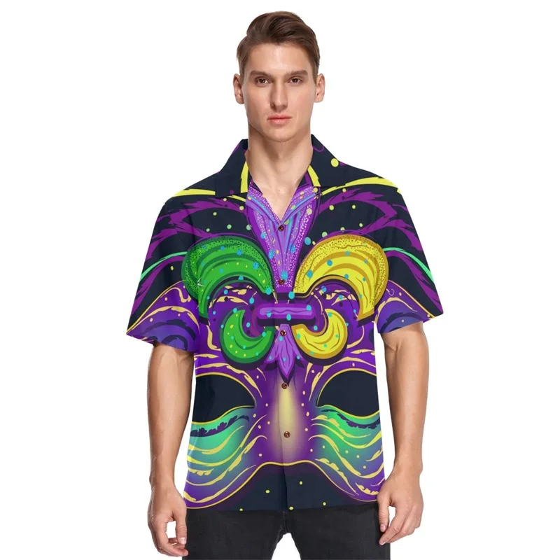 thumbnail image 1 of Camisa hawaiana de playa para hombre, con estampado 3D, holgada, de manga corta, con botones, informal, de talla grande, 1 of 4