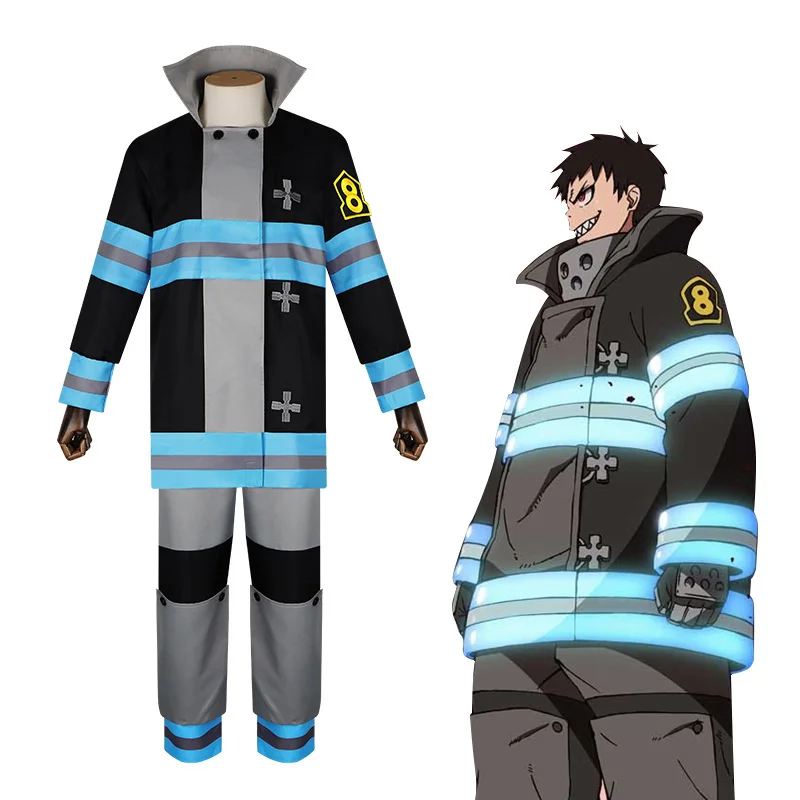Костюм пожарной униформы Shinra Kusakabe для мужчин, аниме Fire Force, полный комплект для косплея, куртка и брюки