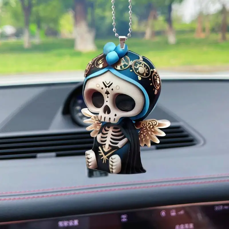 

Cool Car Skeleton Pendent Automobile Halloween 2D Acrylic Skeleton Ornament Automotive Hanging Goth Skeleton Figurine auto decor