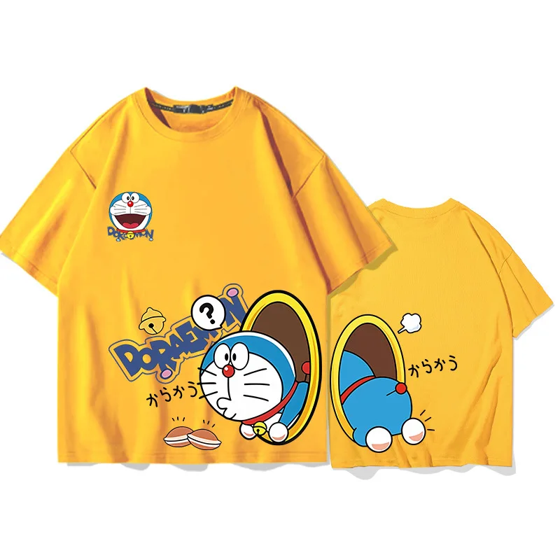 Doraemon cartoon creative printing summer 100% cotton children's T-shirt Y2K outdoor leisure comfortable parent-child clothing 3