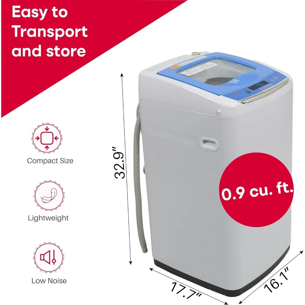 0.9 Cu Ft Top Load Portable Washing Machine Washer on Wheels, White