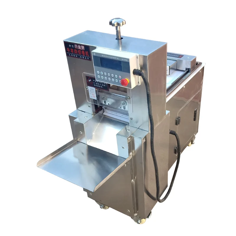 110V 220V CNC Commercial 1 Roll Stainless Steel Automatic Beef Mutton Bacon Slicer Frozen Lamb Meat Roll Cutting Slicer 2