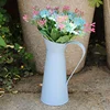 1PC 20cm Vintage Shabby Chic Cream Flower Vase Pitcher Jug Metal Coffee Pot Shaped Flower Vase Tin Home Decor Vases 4