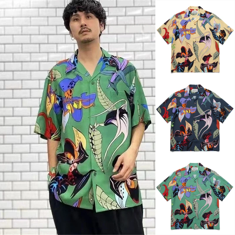 

Men Women 1:1 Best Quality Floral Print WACKO MARIA Hawaii Short Sleeve Shirt 2022ss WACKO MARIA Shirt