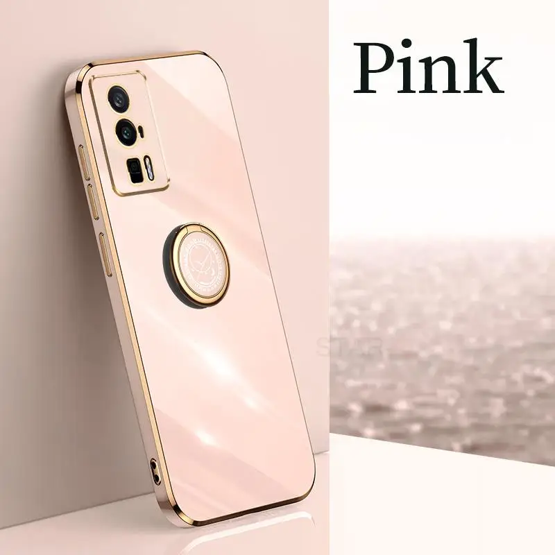 Luxury Plating Ring Holder Phone Case - Soft Silicone Protective Stand Back Cover