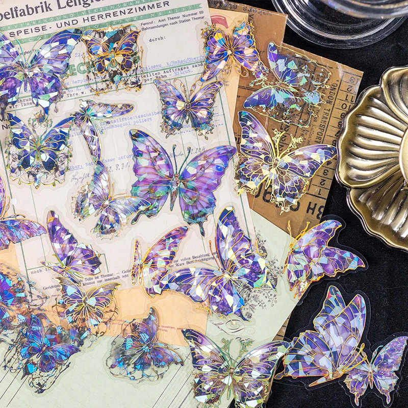 

Butterfly Theme Laser PET Stickers Aesthetic Scrapbooking Waterproof Labels Art Stationery Supplies Phone Decorative Accessories