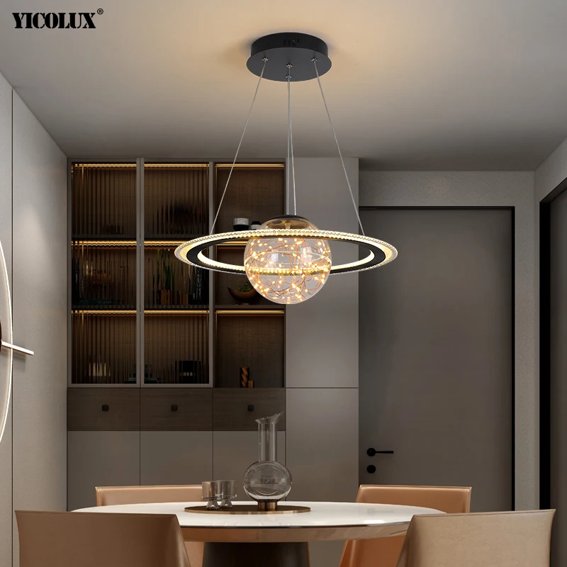 LED Chandelier Ceiling Chandelier Dimming Earth Moon Football Gypsophila Design Modern LED Chandelier Living Dining Room Bedroom Pendant Lighting