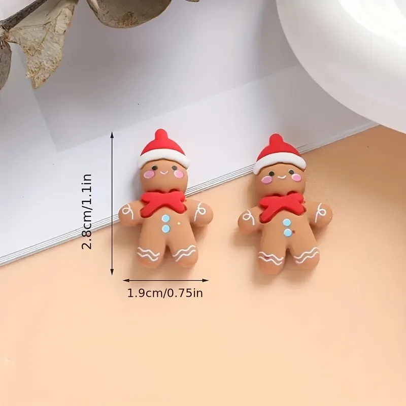 Set of 10 Festive Resin Gingerbread Charms for DIY Jewelry and Accessories