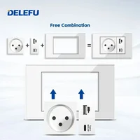 DELEFU White Tempered Glass Israel USB Type C Fast Charging Wall Socket Light Tuya Wifi Smart Switch Sat TV Tel Doorbell Curtain - Image 4