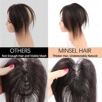 Topper de cheveux naturels sans clip pour le front, avec fixation magique, volume léger, pour encadrement du visage, couvre-front large, franges aériennes, 10 pouces 25 cm 5