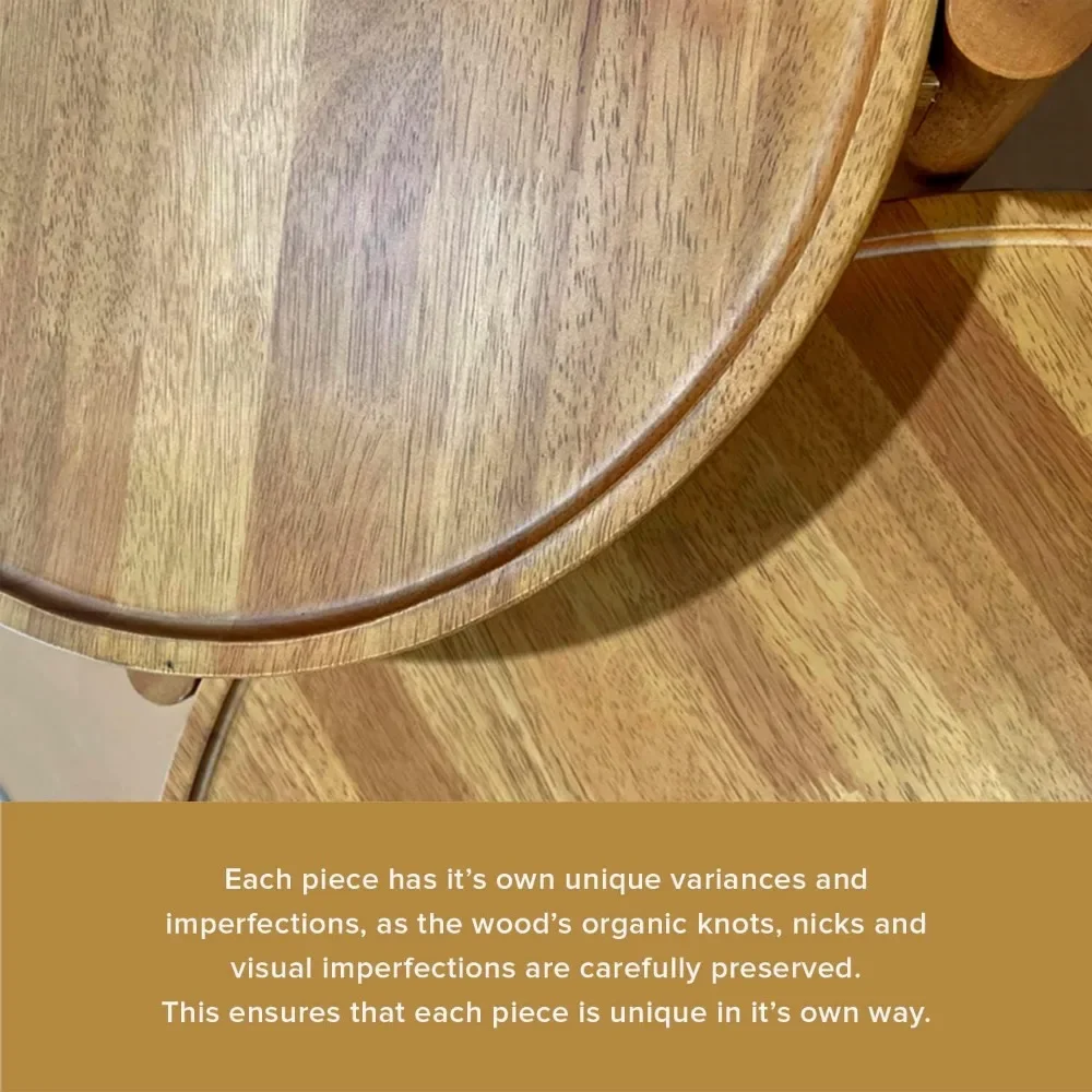 Small Round Coffee Table Set, Dylan Coffee Table, 2 Piece Solid ,  Rustic, Circle, Table, Nesting Tables, Sturdy Durable 3-Leg 5