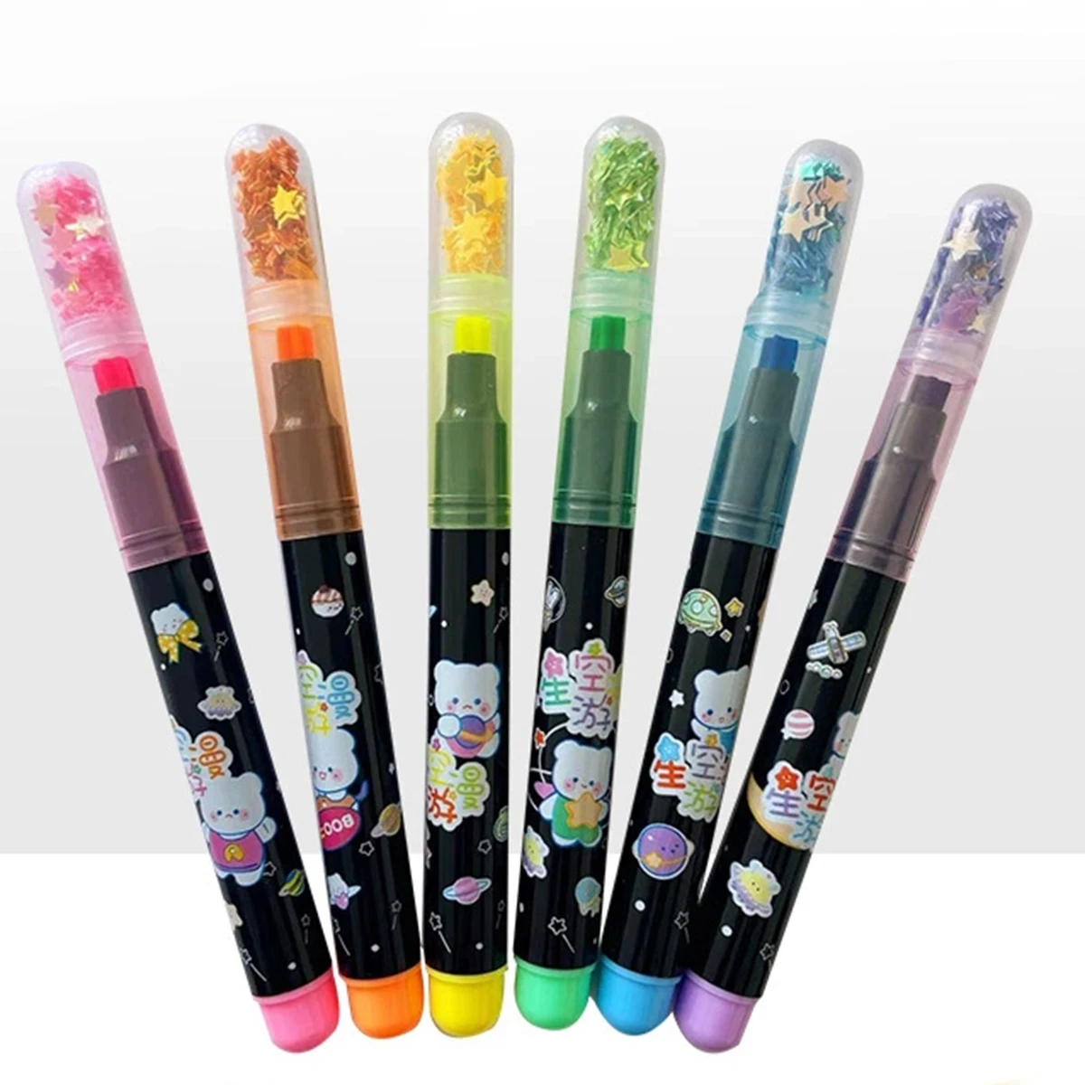 Art Marker 6Pcs/set Cute Star Stamp Highlighter Color Art Marker DIY Hand Account Pen Office Stationery Student School Drawing Supplies