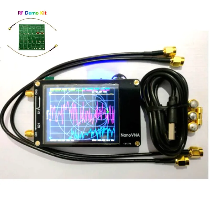 

Радиочастотный демо-комплект, тестовая плата RF + NanoVNA VNA 2,8 дюйма, ЖК-дисплей, HF, VHF, UHF, UV, Векторный анализатор сетевой антенны 50 кГц ~ 900 МГц + аккумулятор