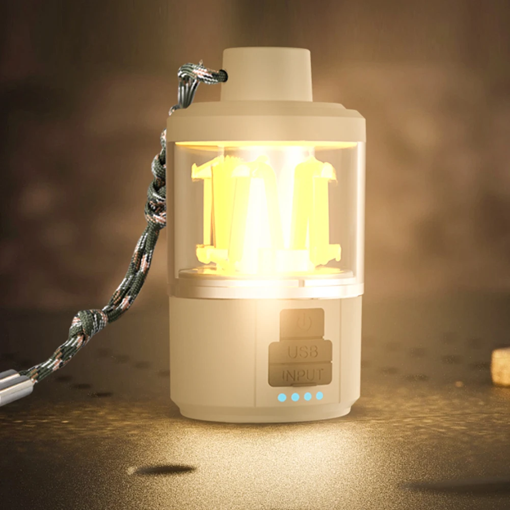 LED 분위기 캠핑 조명, 캠핑 랜턴, 4 가지 밝기 조절 조명 모드, 캠핑 하이킹 비상 전원 디스플레이, 1800Mah 배터리