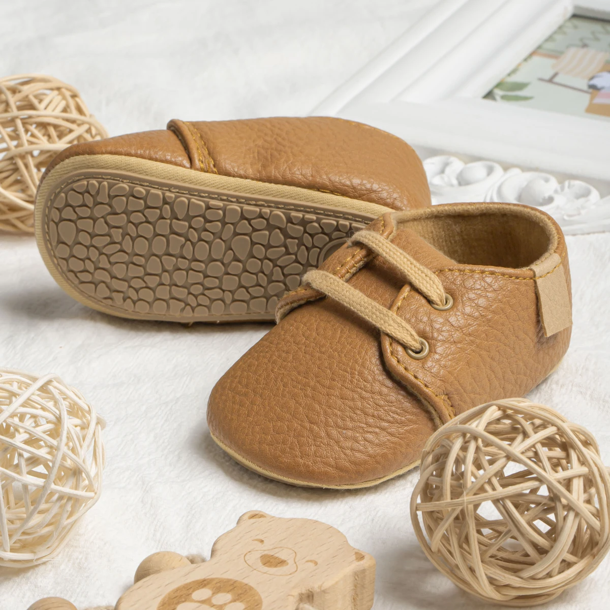 Meckior Baby Shoes Retro Leather Boy Girl Shoes Multicolor Toddler Rubber Sole Anti-slip First Walkers Infant Newborn shoes 3