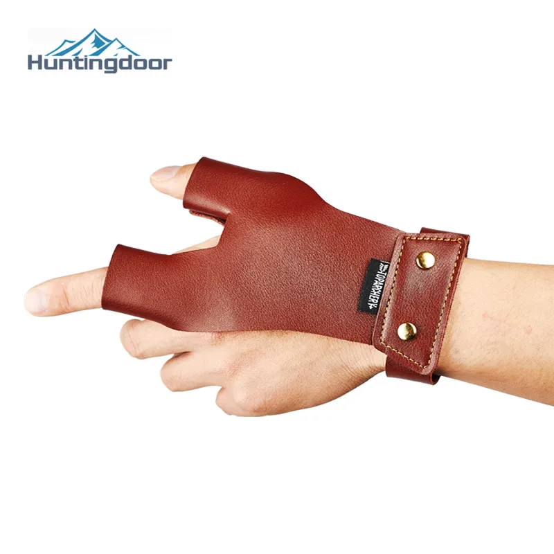 Finger Guard Brown Cowhide Leather Left/Right Hand Thumb Index Fingers For Traditional Bow Arrow Hunting Shooting finger guard