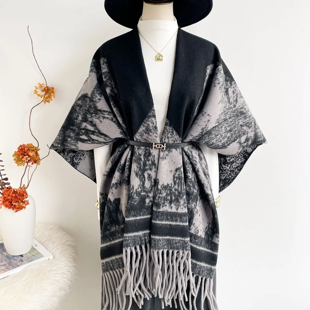 Luxury Winter Shawl Women Cashmere Scarf Warm Tassels Pashmina Brand Female Shawls Wraps Thick Soft Bufanda Poncho Scarves - Image 2