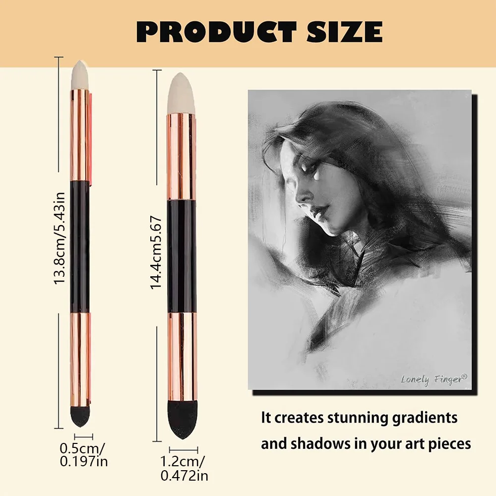 2Pcs Sketch Blending Sponge Pens, Double Headed, Washable & Reusable, for Artists, Shadowing, Detailing and Correcting Drawings 2