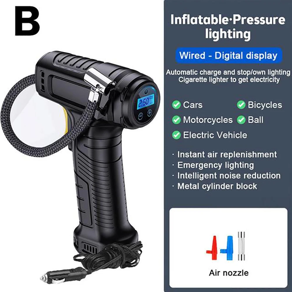 

120W Car Tire Inflator Wireless/Wired Portable Car Air Compressor Electric Inflatable Pump With LED For Cars Motorcycles Bikes