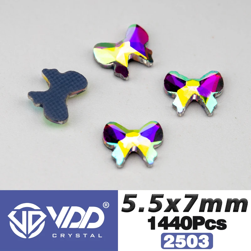 

VDD 1440 шт. кристаллы бабочки AAAAA стеклянные стразы AB плоская обратная сторона горячей фиксации Стразы Формы Камни для DIY украшения оптовая продажа