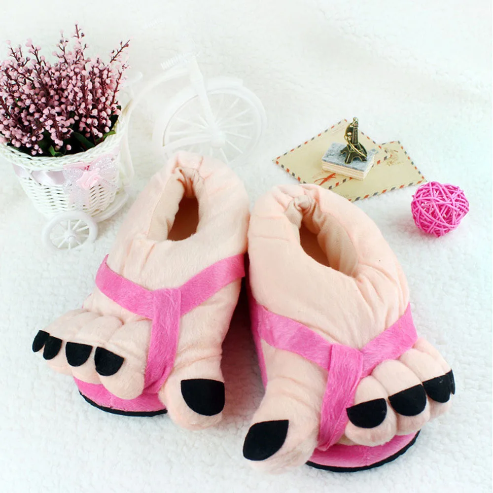 Winter Funny Slippers for Men Women Cute Home Shoes Big Foot Furry Slippers Unisex Indoor Boys Man Fuzzy Five Finger Slippers 5