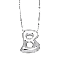 FLOLA Silver Plated Bubble Letter Pendant Necklaces For Women Initial Letter A-Z Necklace Custom Name Copper Jewelry nkeq63 - Image 3