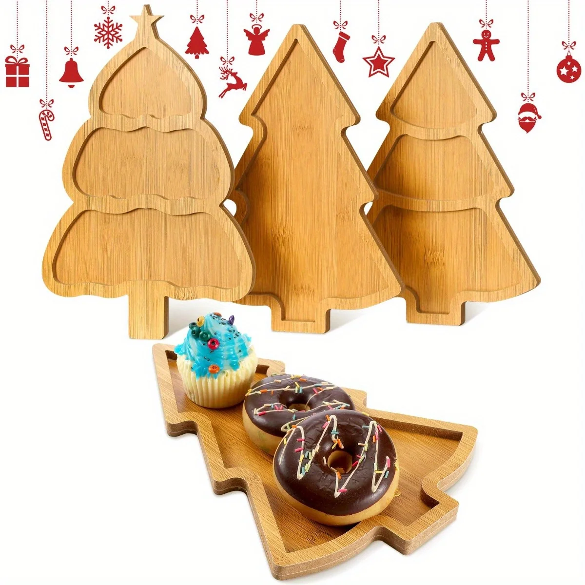 wooden Christmas tree plate tray food appetizers desserts snacks sushi Japanese sashimi plate restaurant