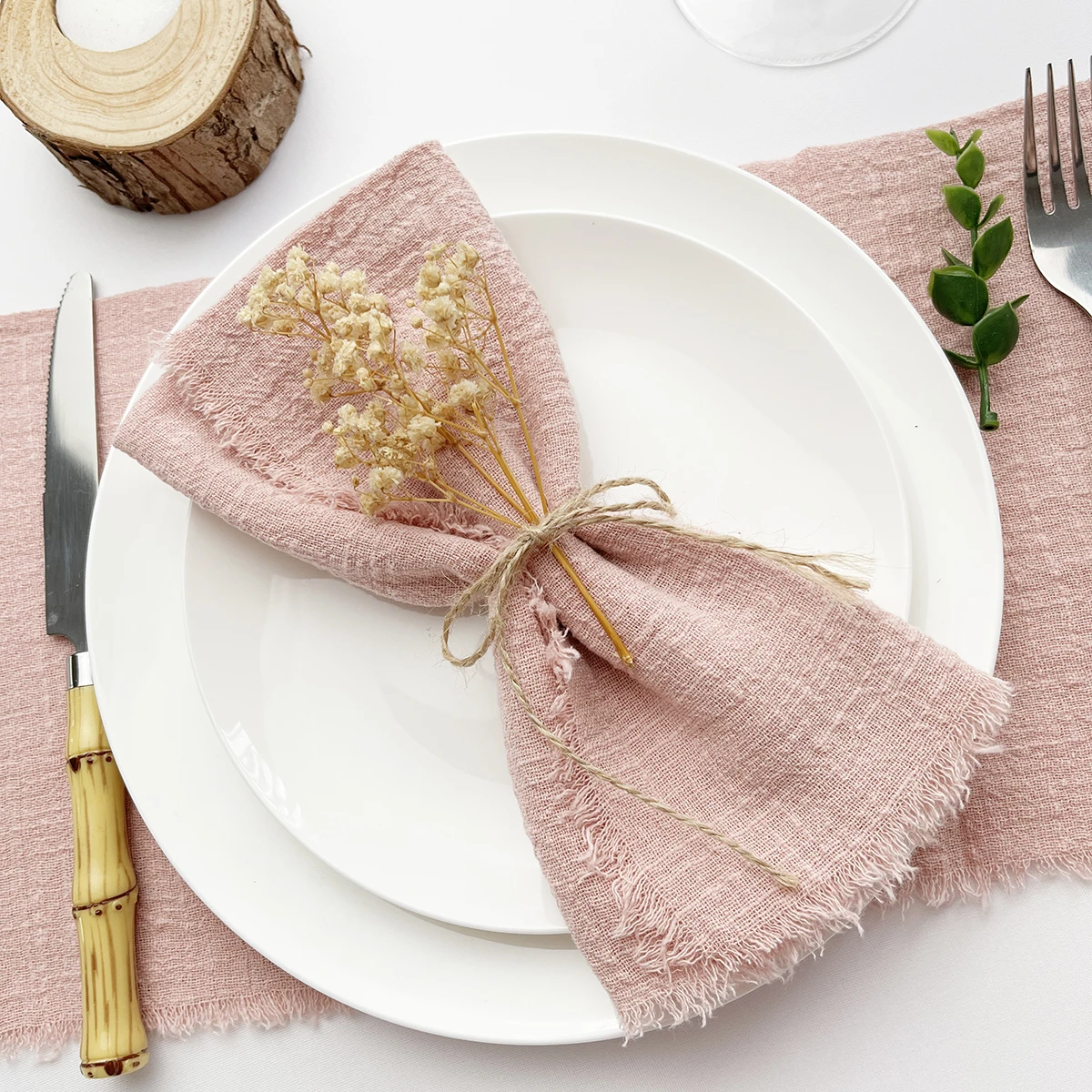 10pcs 32x32cm Wholesale Christmas Red Gauze Cotton Cloth Napkins Reusable Tea Towel Wedding Party Table Decor Retro Burrs napkin 5
