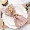 10pcs 32x32cm Wholesale Christmas Red Gauze Cotton Cloth Napkins Reusable Tea Towel Wedding Party Table Decor Retro Burrs napkin 5