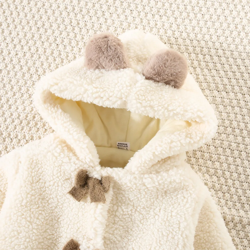 Girls' Children's Clothing Thick Woolen Sweater Winter New Cute Little Children's And Girls' Plush Hooded Jacket