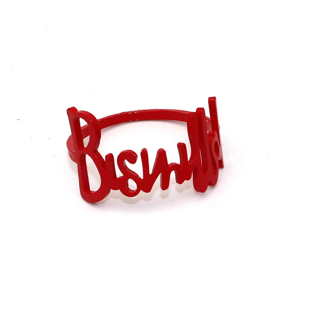 6/PCS Explosive bismillah red and black letter napkin buckle napkin ring desktop exquisite ornaments