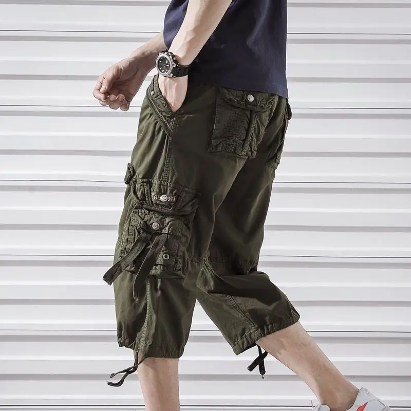 thumbnail image 1 of Pantalones cortos de camuflaje para hombre, estilo cargo, para senderismo, de combate, de camuflaje, estilo bermudas, de diseñador, de moda, elásticos, de algodón de lujo, holgados, 2024, 1 of 5