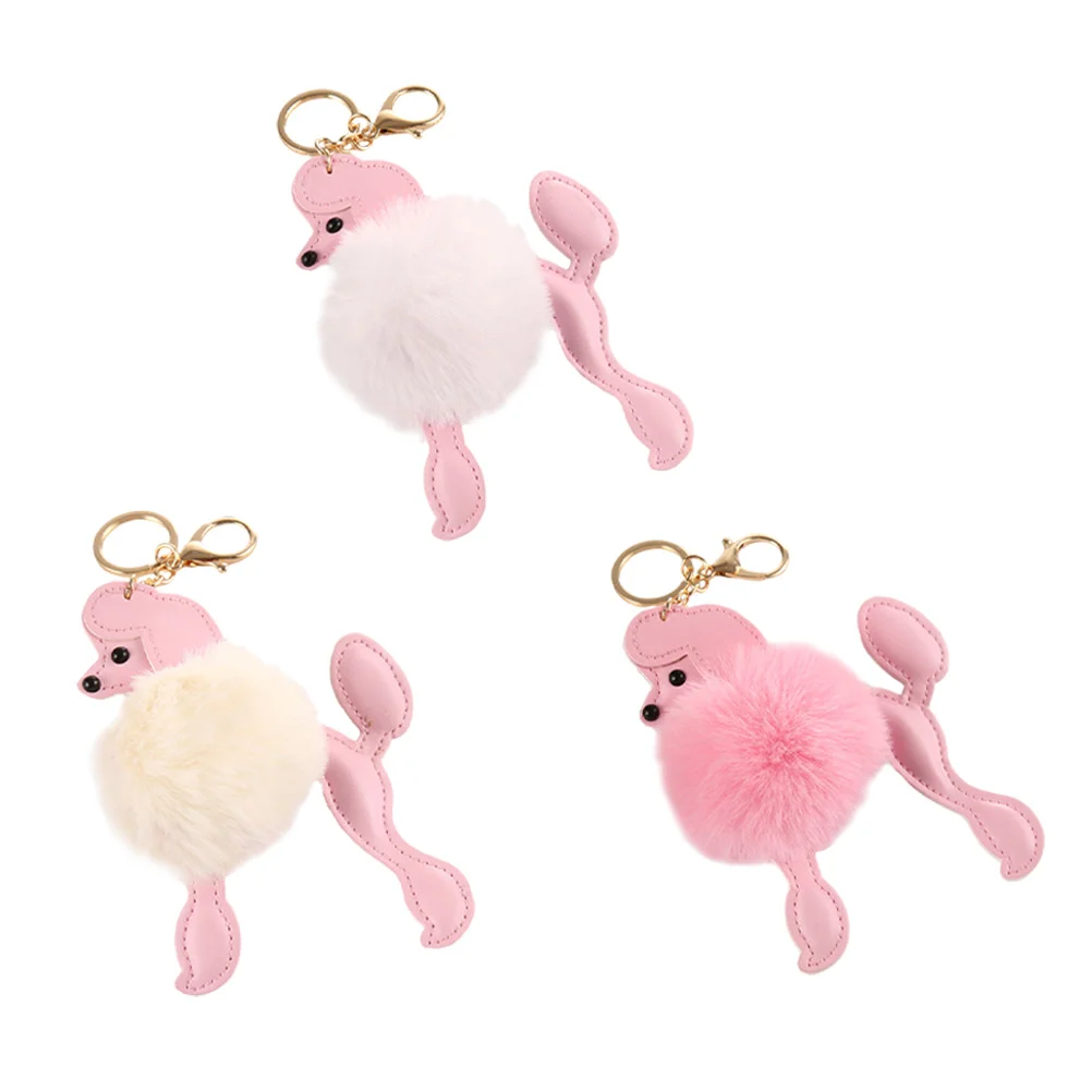 

3pcs Lovely Key Chain Pendants Poodle Shape Hanging Pendants Hanging Decors