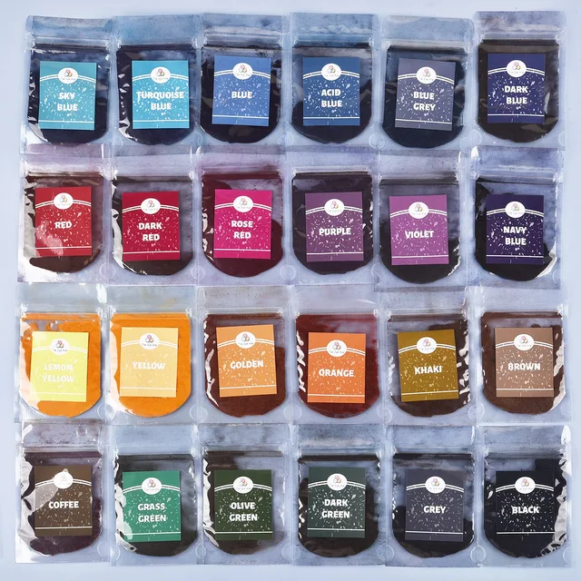 10 g/pacco 23 Colori Tessuto Tie Dye In Polvere Vecchi Vestiti Ricondizionati Pigmenti Cambio Colore Libero Per Cotone Nylon Vestiti Tie Tintura 2