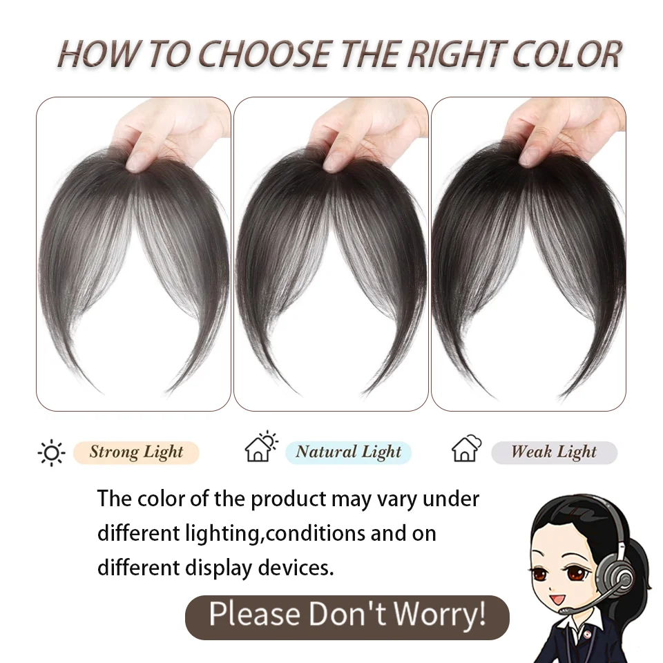 Natural Synthetic Hair Bangs Side Fringe for Women Middle Part False Bangs Clip-in Exrensions Invisible Hairpieces Daily Wear Bl
